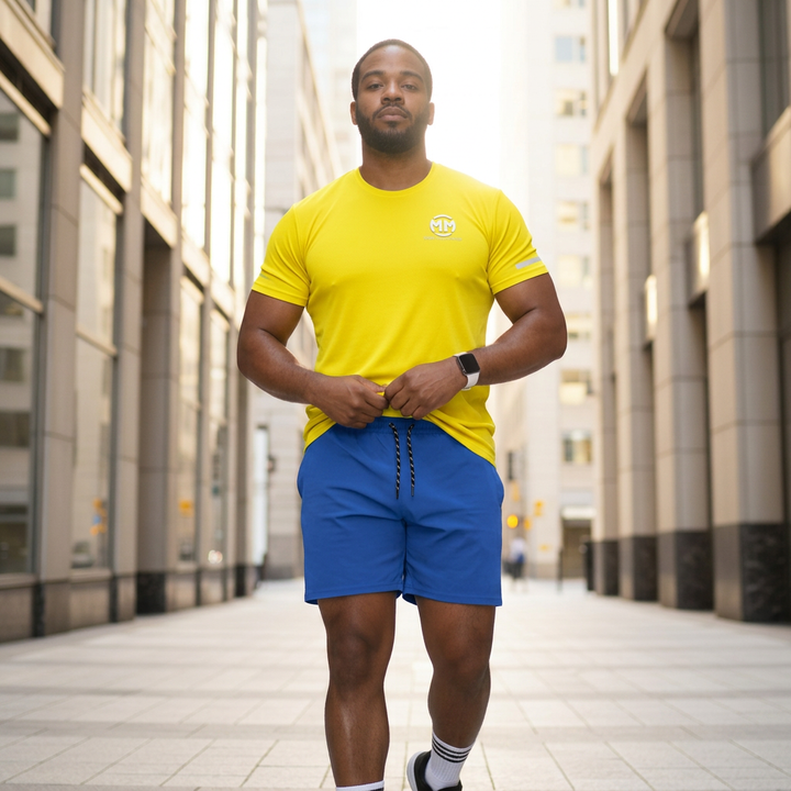Performance 5 Shorts breathable polyester workout shorts with multiple pockets and compression lining