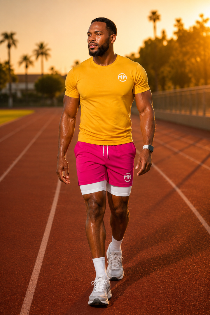 Performance 5 Shorts in black with compression layer and multiple pockets for workouts
