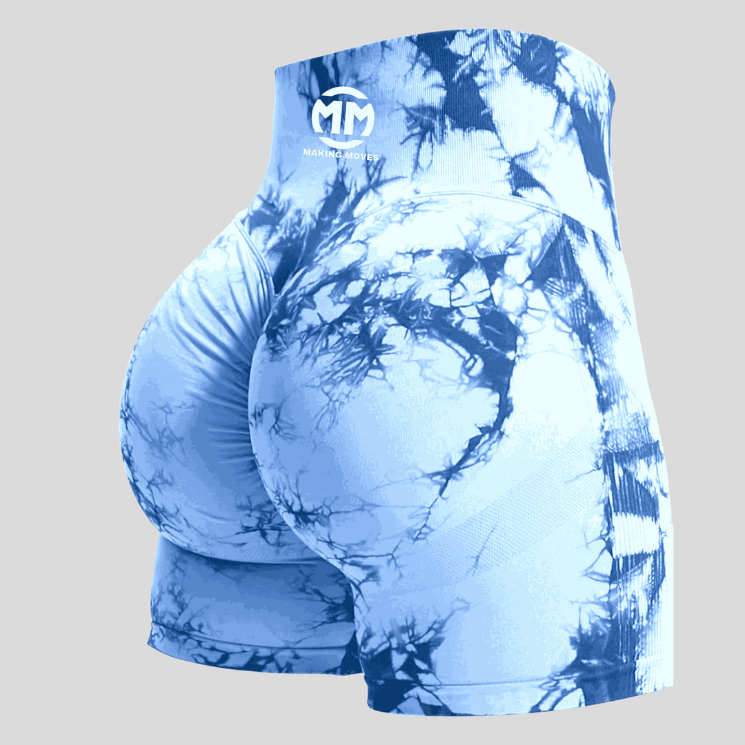 Tye Dye Scrunch Butt Limitless Shorts with scrunch detail, 4-way stretch fabric, and 4.5-inch inseam.